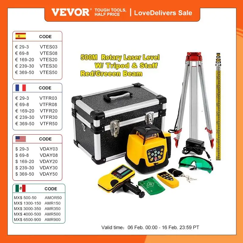 Vevor Livella Laser Nivel 360 Autolivellamento Con Treppiede E Kit Personale Di Portata Da 500 M Telemetro Professionale Strumenti Di Costruzione