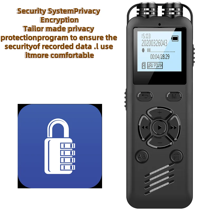 Voice Recorder One Button Digital Voice Recorder Max Support 128G Noise Reduction Record Playback MP3 Music Player Sound Recording