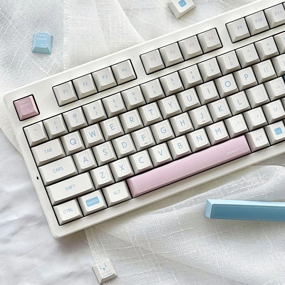 Mechanical Keyboard Keycaps Pbt Milk White Kaomoji Set 140 Keys_voghion.com