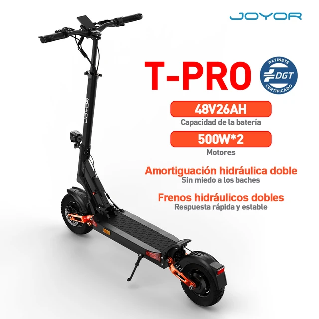 Trottinette électrique tout-terrain JOYOR T-PRO (DGT) avec moteur 500W*2, batterie 48V26AH, pour ville et tout-terrain 1