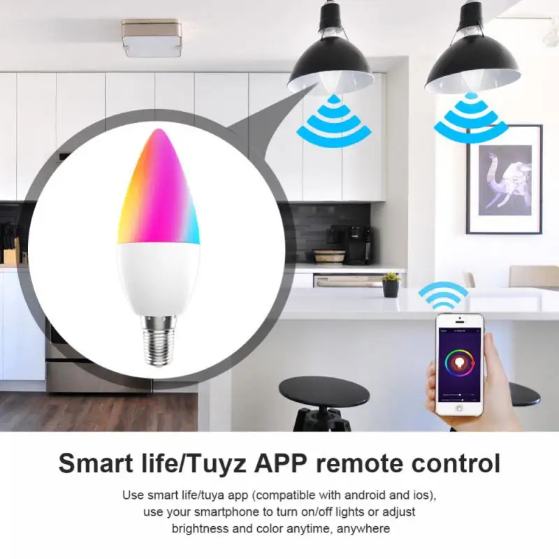 4 pièces Ampoule LED WiFi intelligente E14 RGB CW, lampe à intensité