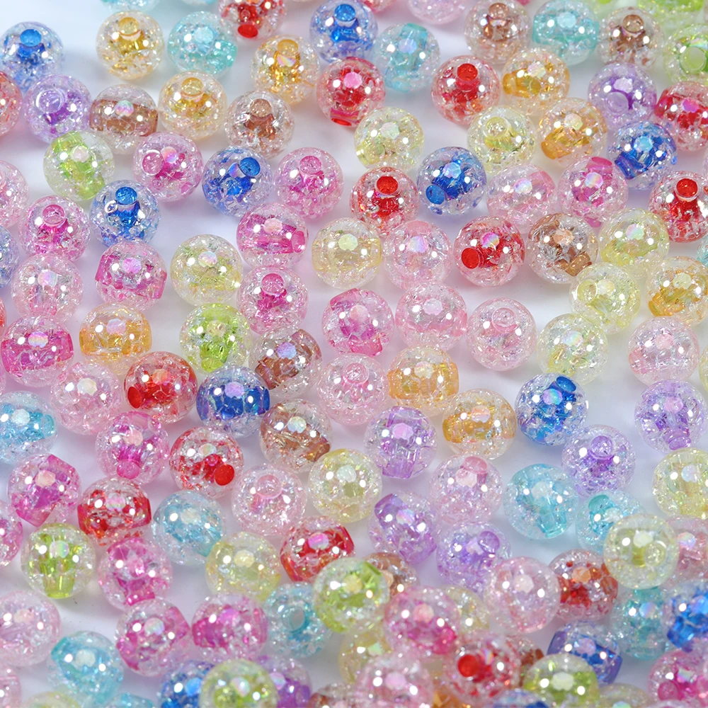 100pcs Colorful Reflective Acrylic Beads – 10mm Round Beads For DIY Jewelry Making