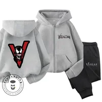 Children Boy Venom Clothes Zipper Set Kid Girls Sport Sweatshirts Pullover Top And Pants Bottom 2pcs Suit Kid Long Sleeve