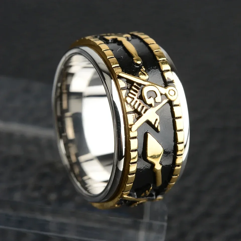 High-end Men's Masonic Fidget Spinner Anxiety Ring Vintage Women