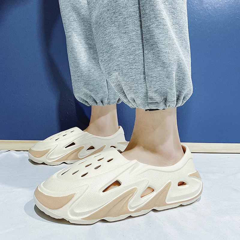 Summer Mens Casual Shoes Hollow Hole Shoes Platform Sandals Sports Slippers