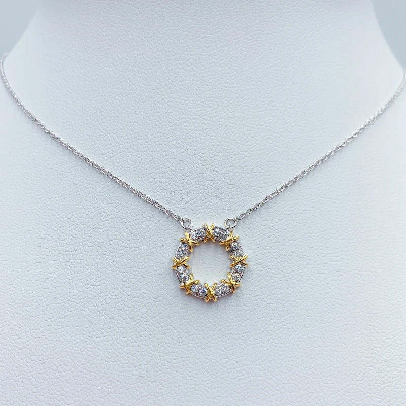 

Original 1:1 Logo S925 Simple Personality Style Circle Key Pendant Collarbone Necklaces, Women Party Holiday Luxury Jewelry Gift