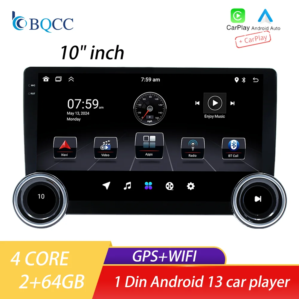 BQCC 10.1 inch Universal android13 Car Radio Dual twist Android Auto ...