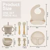 Personalized Name Baby Feeding Set Kids Silicone Plate Bowl Straw Cup Customized Children's Tableware Baby Supplies Newborn Gift 2
