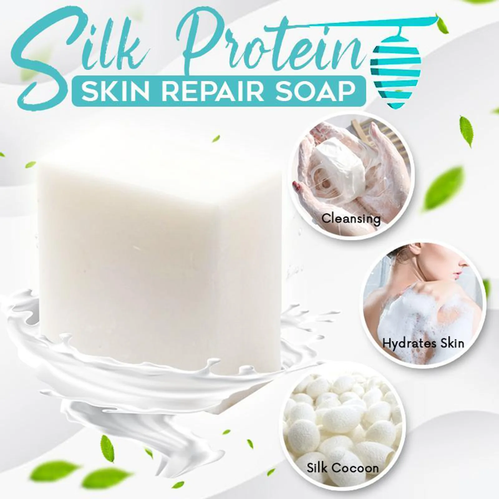 EELHOE Silk Protein Skin Repair Soap Facial Cleaning Soap Remove Mites Blackheads Natural Goat Milk Cleansing Bath Skin Oil 100g 5