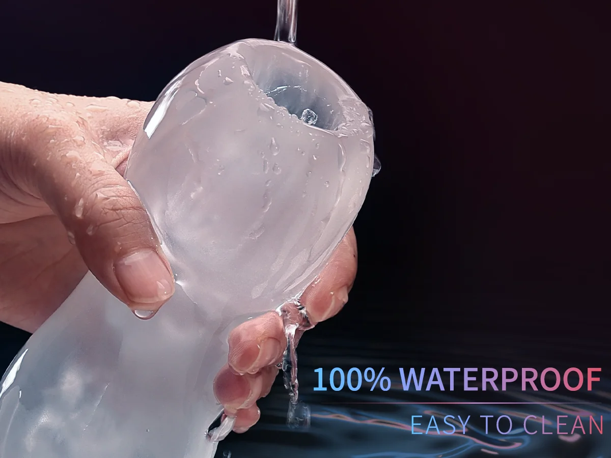 Masturbatore a mano trasparente Held Realistico Pompini Gola profonda Stimolatore in silicone per uomini Dildo_voghion.com