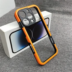 Lightweight Soft Silicone Shockproof Frame Case with Lens Protector Cover - iPhone 15 Plus (Oange)