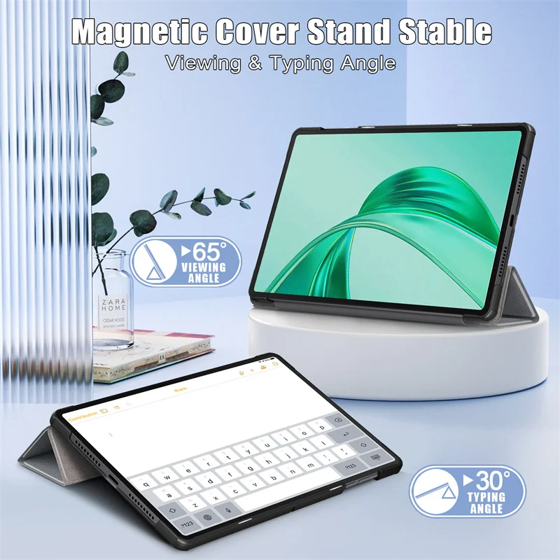 Elegant Trifold Magnetic Leather Tablet Case - Stand Hard Cover