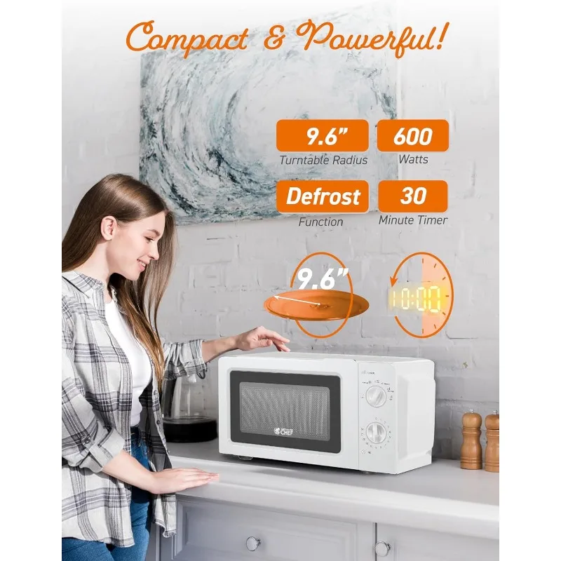 0.6 cubic foot microwave oven, 6 power settings, small microwave oven with handle, 700W countertop microwave oven 4