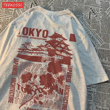 Trend Cotton Women'S T-Shirts Japanese Tokyo Sakura Printed Streetwear Soft Breathable Oversize Summer Street Female Clothes 1