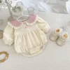 4071 Baby Clothes 2024 New Autumn Cute Rabbit Ears Girl Baby One Piece Clothes Long Sleeve Climbing Clothes. 2