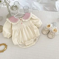 4071 Baby Clothes 2024 New Autumn Cute Rabbit Ears Girl Baby One Piece Clothes Long Sleeve Climbing Clothes. 2