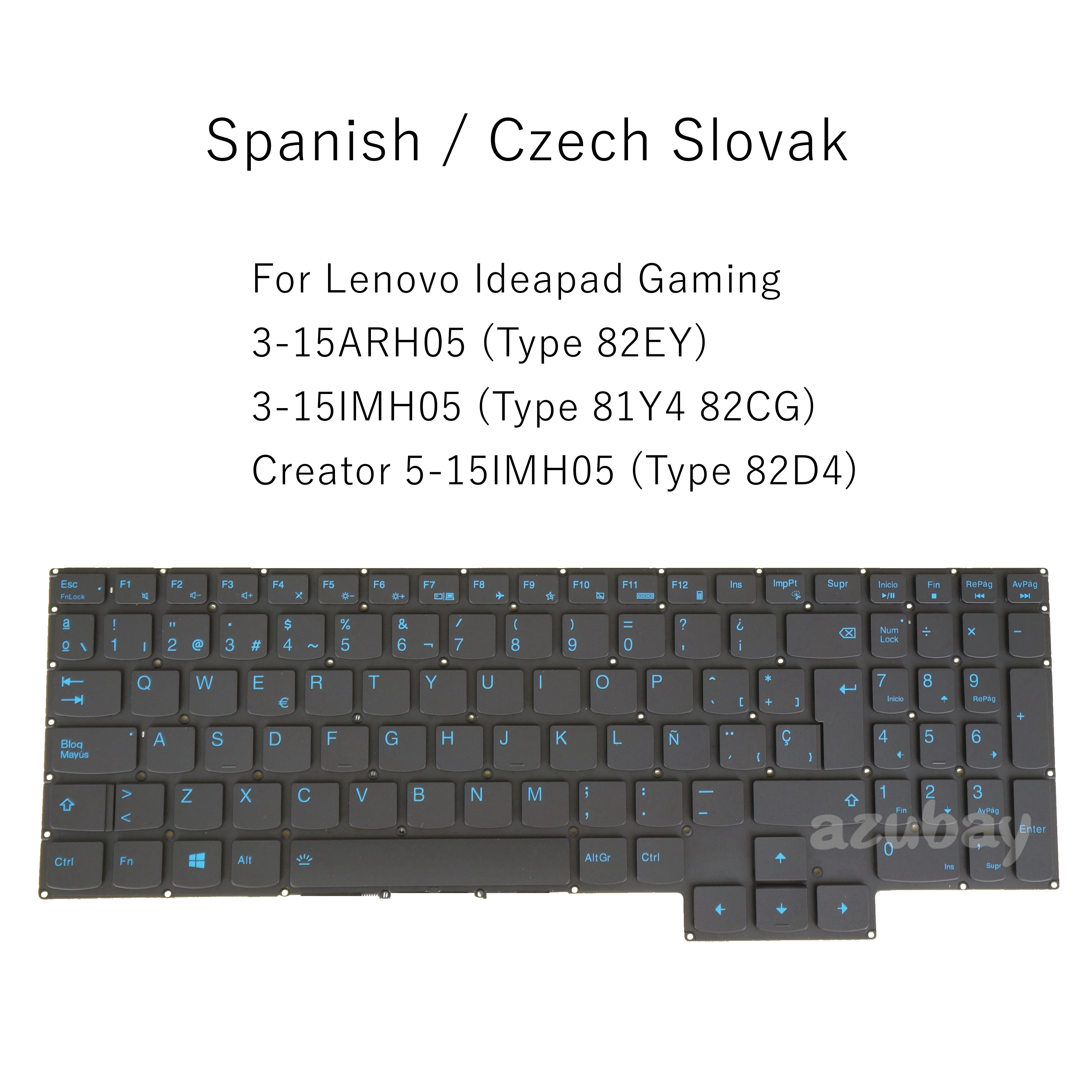 Tastiera Retroilluminata Blu Per Lenovo Ideapad Gaming 3-15Arh05 82Ey 3-15Imh05 81 Y4 82Cg Creator 5-15Imh05 82 D4 Ceco Spagnolo
