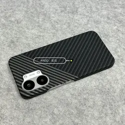 Luxury Color - Blocking Carbon Fiber Shockproof Bumper Case with Lens Protection for Redmi Turbo5 Max (Silver and black)