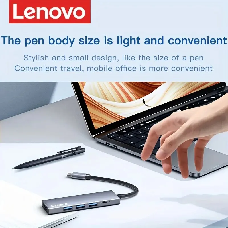 Usb hub adapter Lenovo 5 in 1 USB C Hub 4K HDMI 100W Power Delivery 3 USB-A Data Ports Multiport Adapter MacBook Pro/Air