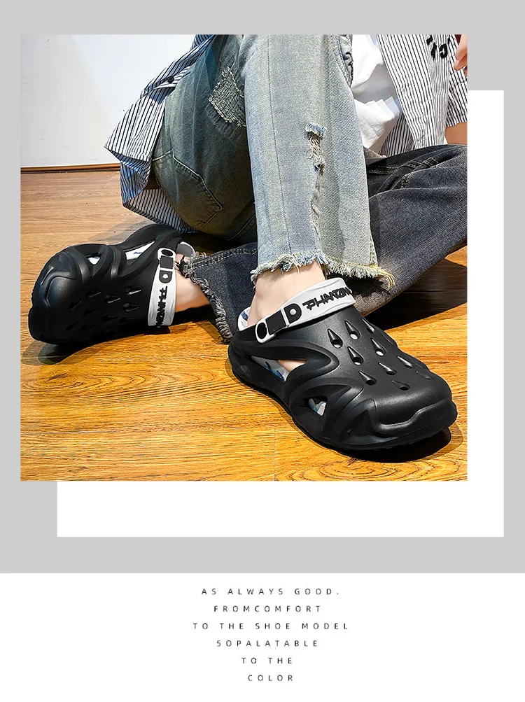 جديد 2025 قباقيب رجالية صنادل صيفية شباشب رياضية شخصية مانعة للانزلاق للشاطئ سميكة القاع نمط جديد أحذية رجالية