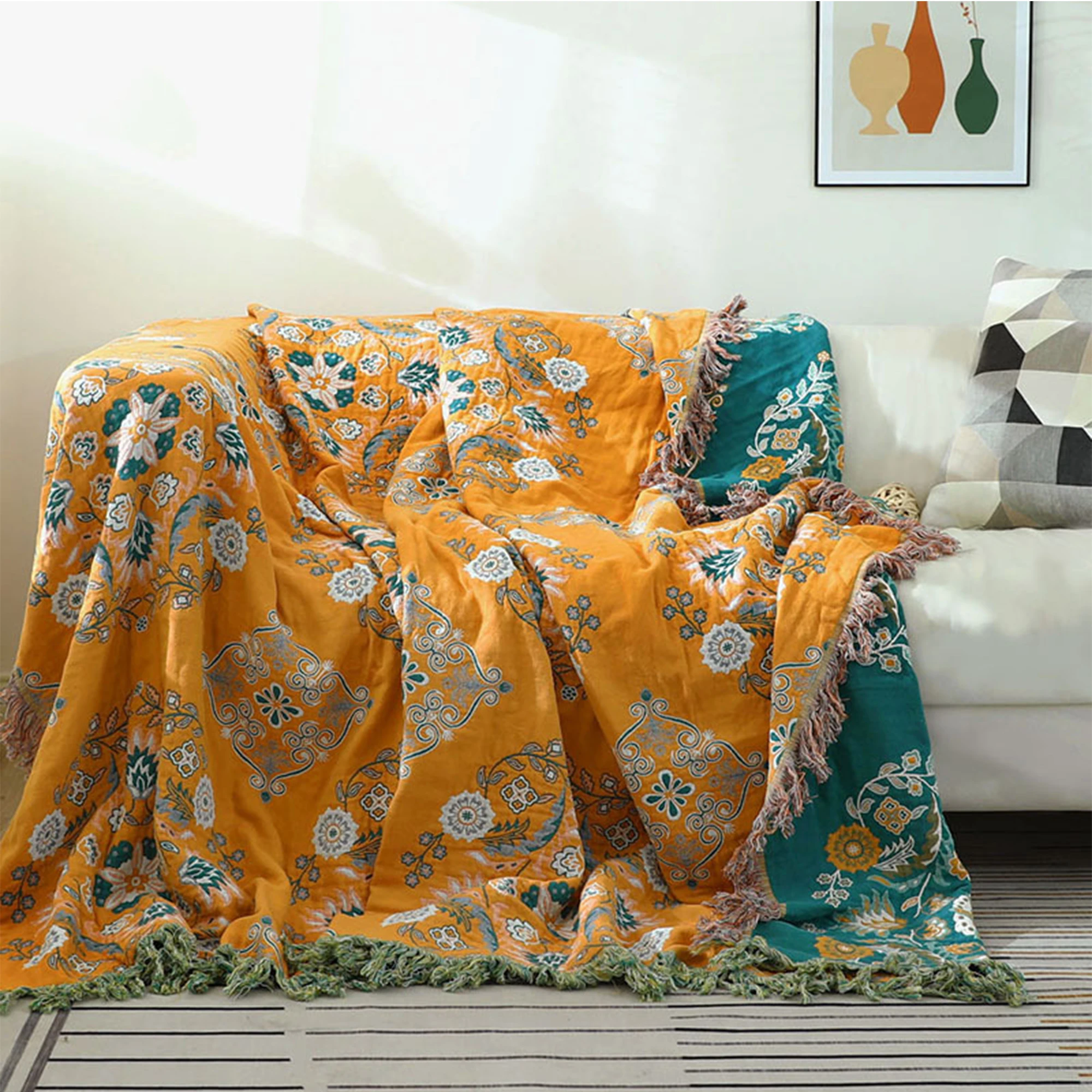 

Cotton gauze sofa cover cover towel cotton all-inclusive cover cloth Nordic sofa cushion blanket towel.