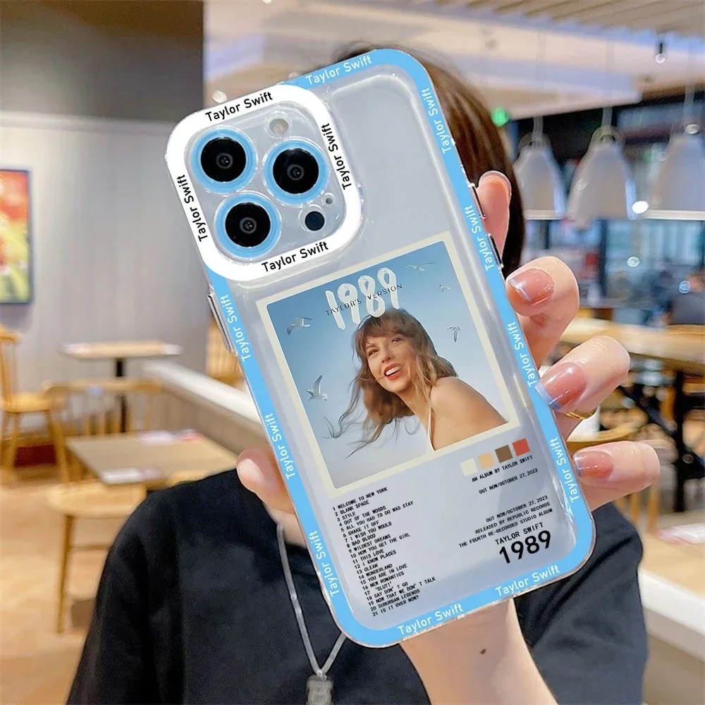 thumbnail image 1 of Funda para teléfono con póster de cantante de moda para iPhone 16, 15, 14, 13, 12, 11, Mini Pro Max, X, XR, 7, 8 Plus, transparente, SS, Swifts, 1 of 5