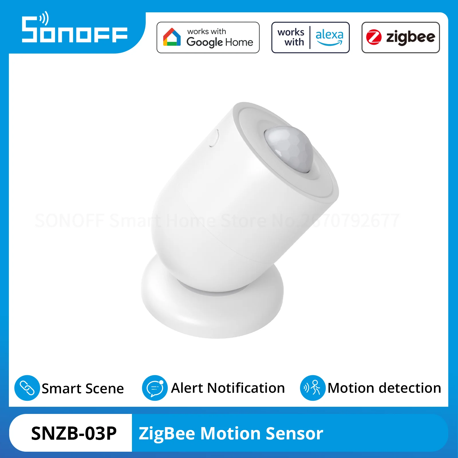 Sonoff-zigbee Motion Sensor Snzb03p Detecção de Luz Ambiente Segurança Doméstica Notificação de Alerta Smart Scene Via Ewelink Google