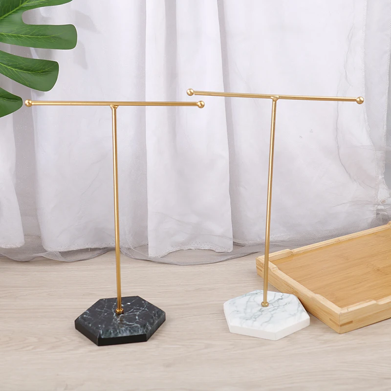 1PC Luxury Gold T-shaped Earrings Ring Necklace Watch Jewelry Shelf Jewelry Stand Counter Pendant Jewelry Display Stand