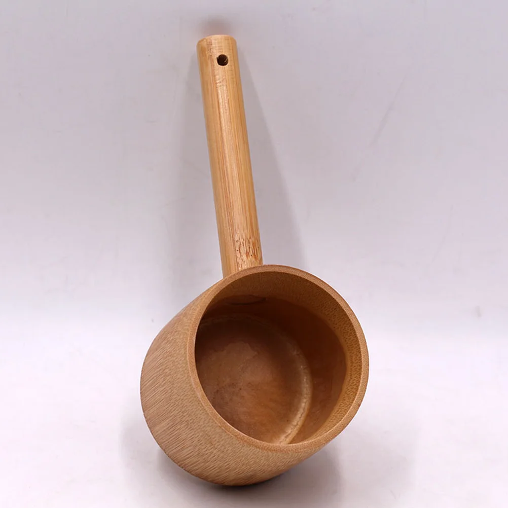 Wooden Scoop Ladle Spoon Bamboo Tea Ladle Bath Dipper Water Scoop Shampoo Cup Bath Spoon Home wooden scoop spoon