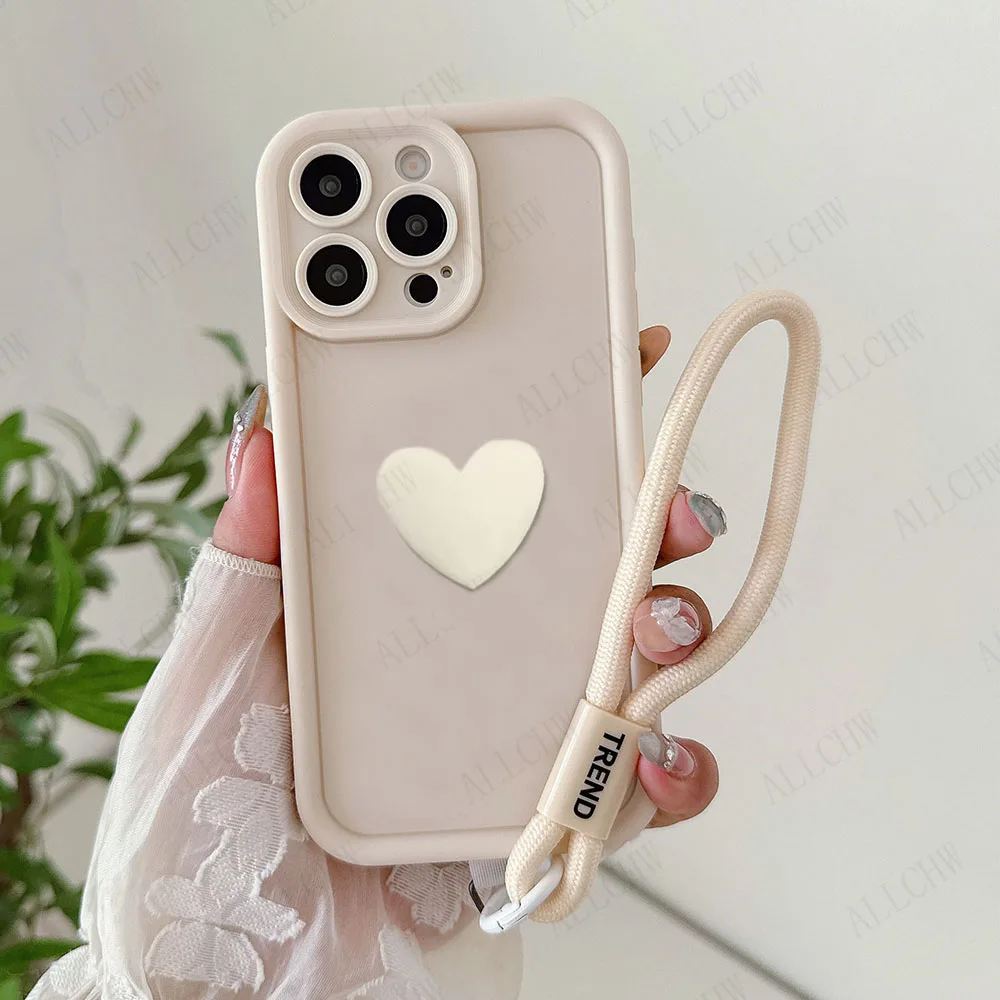 Shockproof Love Heart Silicone Phone Case with Hand Strap