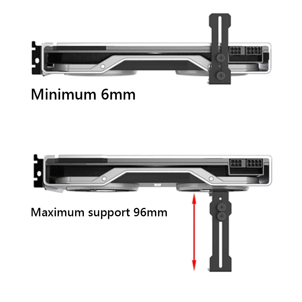 For RTX 4090 4080 4070 Holder Chassis 12cm Fan Graphics Video Card Support 6-96mm Sliding Adjustable Stainless Steel Bracket