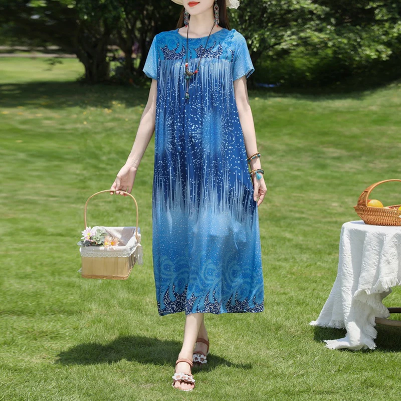 Vintage-Inspired Sleeveless Cotton Summer Dress - Women's Casual Loose Fit Beachwear