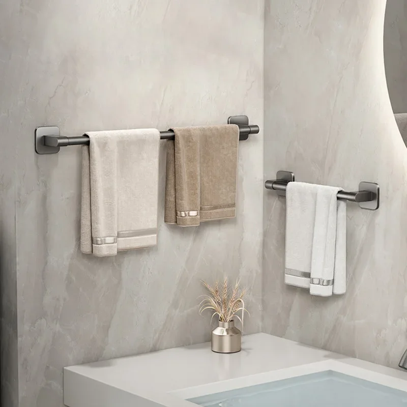 Description Picture 3 of item30/40/50cm Bathroom Towel Holder Without Drilling Bathroom Corner Shelf Towel Bar Self-Adhesive Bathroom Storage Rack Towel Rail