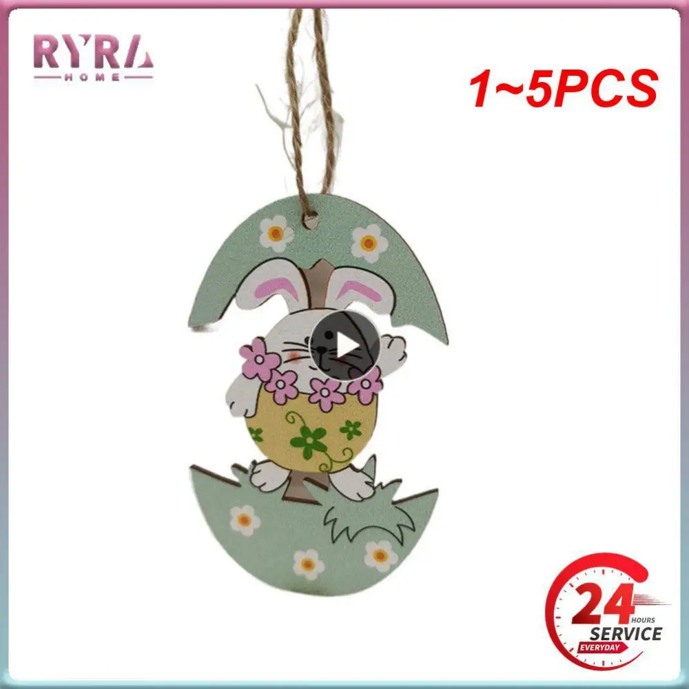 

1~5PCS Easter Wooden Pendant Decoration Wood Hanging Crafts Cute Bunny Easter Ornaments Party Supplies Wood Crafts 7.5x8.5cm