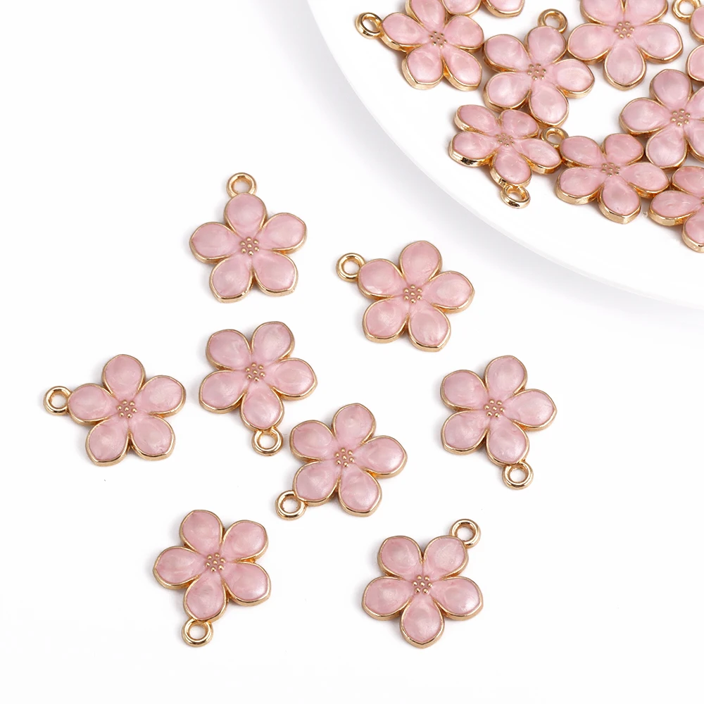 20 Pcs Alloy Oil Drops Flowers Sakura Pendants Blue Kawaii Cute Charms For  Jewelry Making Supplies Necklace Bracelet For Women - AliExpress