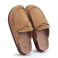 Bebealy sabots en daim de liège pour femmes nouvelles Mules authentiques hommes chaussures de pommes de terre de mode avec Support de voûte plantaire sabots confortables en liège pantoufles 2