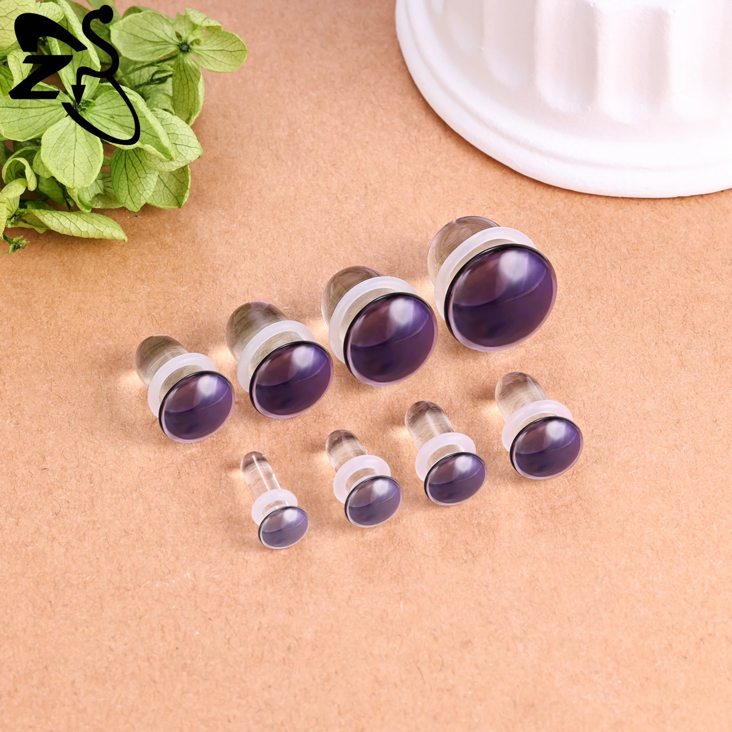 ZS 1 Paar 3–25 mm Glas-Ohrstöpsel und Tunnel, für Damen und Herren, Punk, große Messgeräte, Anti-Allergie, bunt, Flesh Strecher, Expander, Piercings – Detail 10