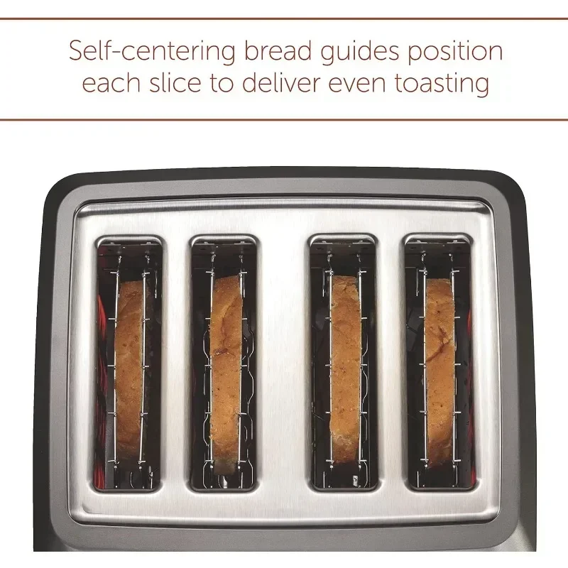 4-Slice Extra-Wide Slot Toaster with Shade Selector Bagel and Defrost Settings Red Knob Stainless Steel