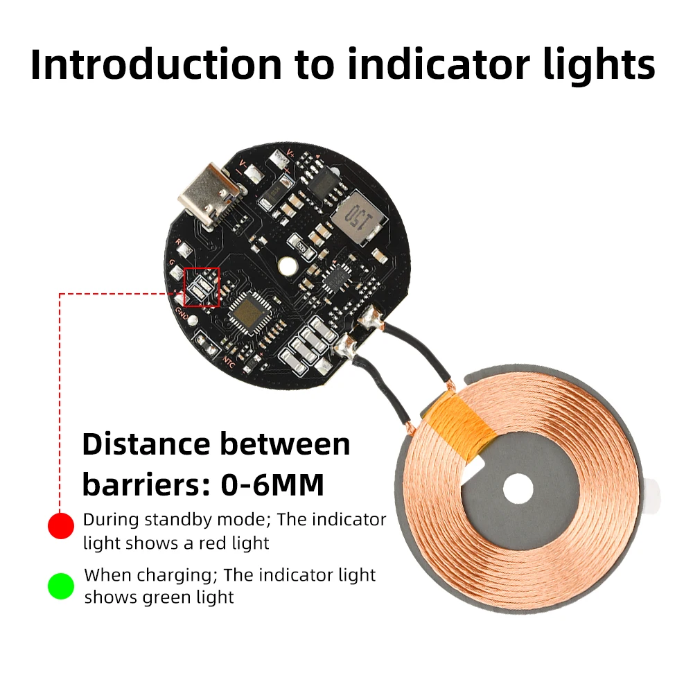 High-Power 20W Wireless Car Charging Module with Type-C Port