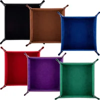 Creative PU Leather Valet Trinket Folding Tray Collapsible Phone Key Wallet Coin Desktop Storage Sundries Box Bins Accessories 1