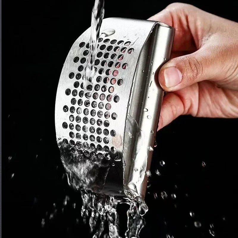 Multi-function Manual Garlic Press Curved Garlic Grinding Slicer Chopper Stainless Steel Garlic Presses Cooking Gadgets Tool