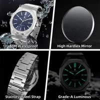 SAPPHERO montre pour hommes, bracelet en acier inoxydable, conception résistante à l'eau, calendrier automatique, cadeaux de fête, horloge boîte cadeau exquise 4