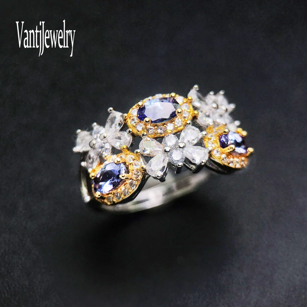 

Elegant Natural Tanzanite Ring 925 Sterling Silver Gemstone 4*6mm for Women Party Birthday Fashion Jewelry Gift