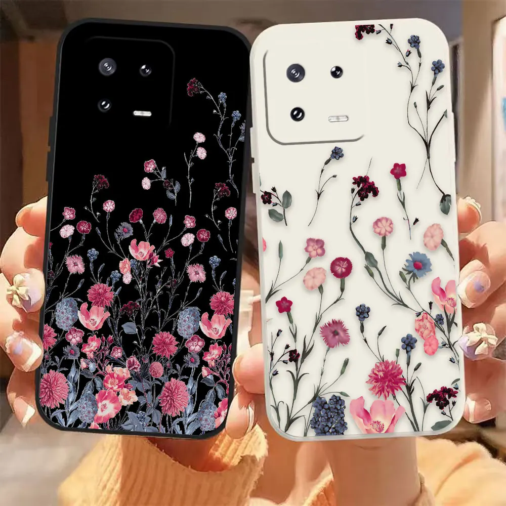 

Leaves Flower Plants Case For Xiaomi 13 12 12T 11 11T 10 10S 9 13T 8 SE Pro Ultra Lite Colour Liquid Case Cover Funda Cqoue