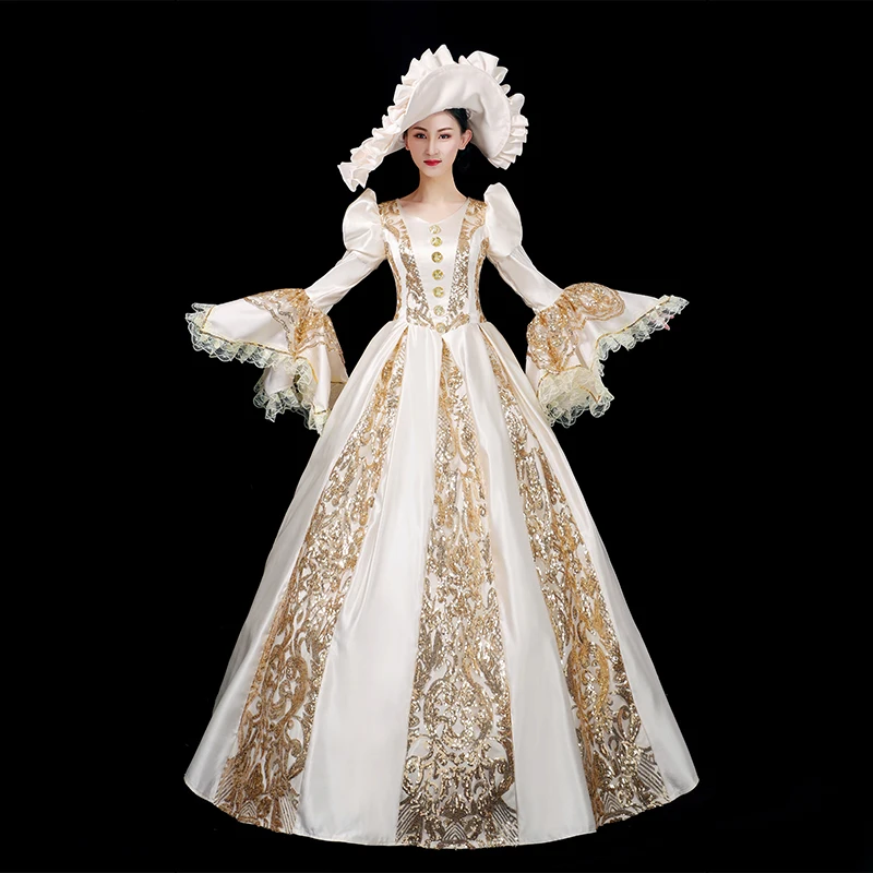 

GUXQD Elegant Ball Gown Medieval Court Evening Dresses Baroque Marie Victorian Prom Theater Party Gowns Masquerade Halloween