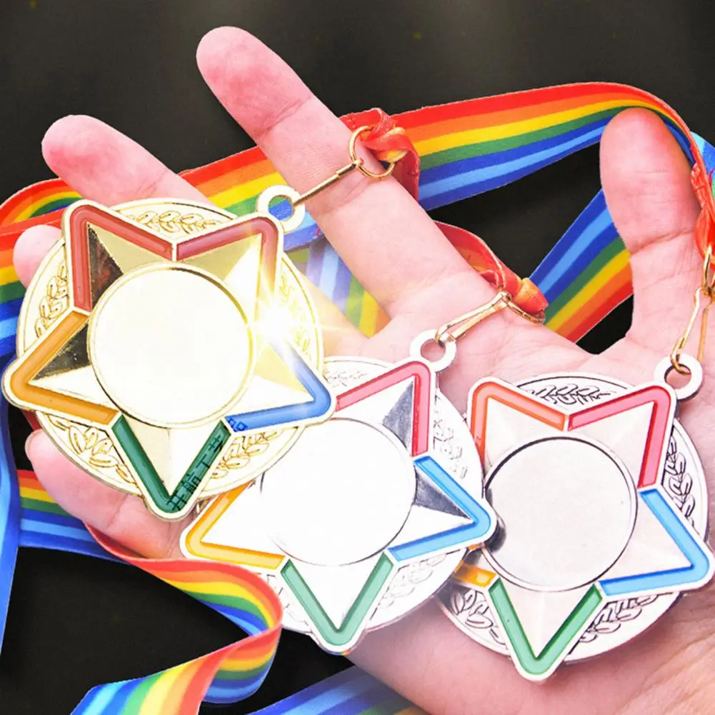 Sports Medal Shiny Commemorative Metal Games Pentagram Medal Outdoor Kids Games Toy School Supplies