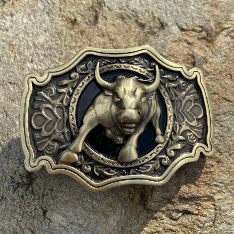 

3D Classical Leather Man Belt Buckle Solid Brass Metal Bull Cowboy Western Belt Buckle For Man Belt Ceinture Hebilla