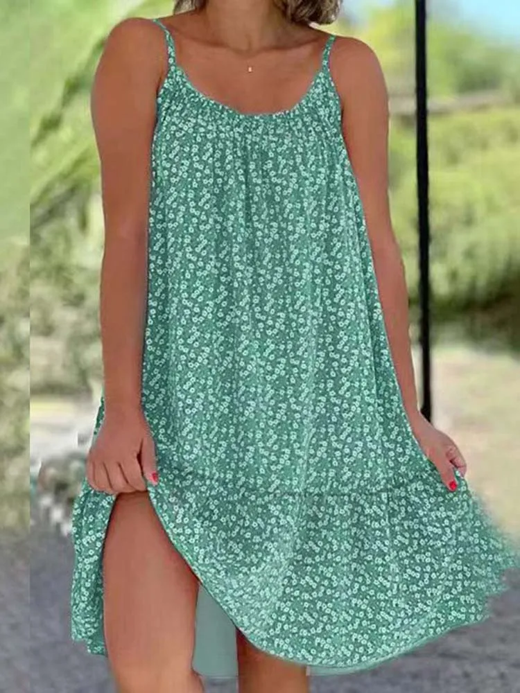 Women Floral Print Sleeveless Summer Dress