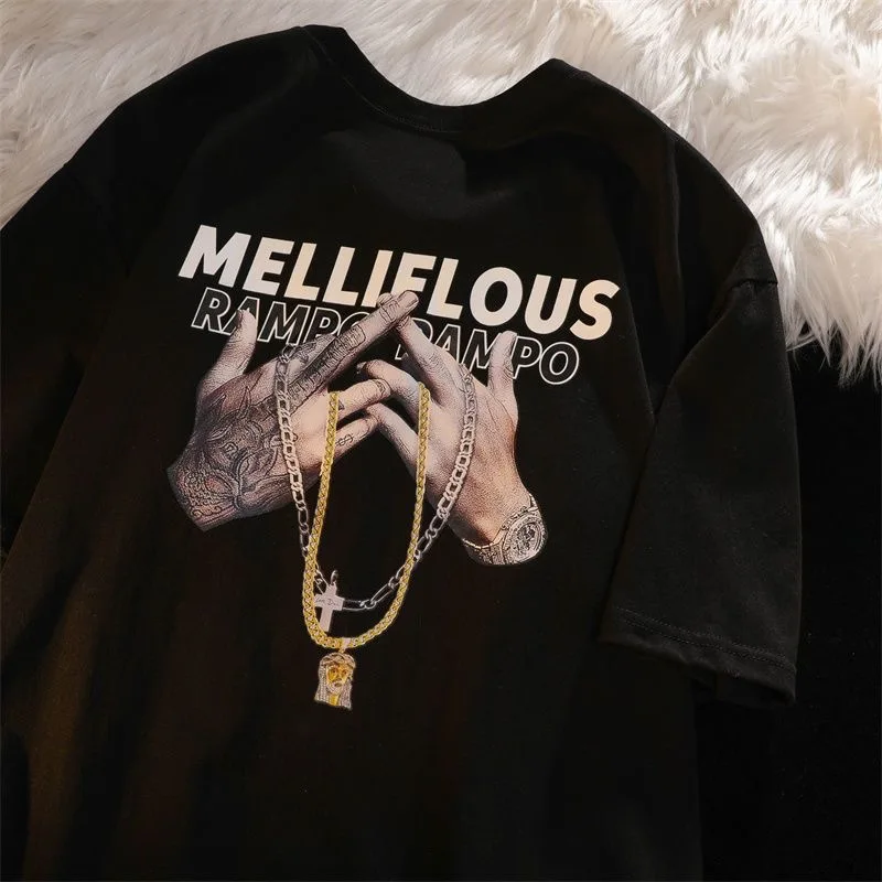 

Футболка мужская оверсайз из чистого хлопка, в стиле хип-хоп