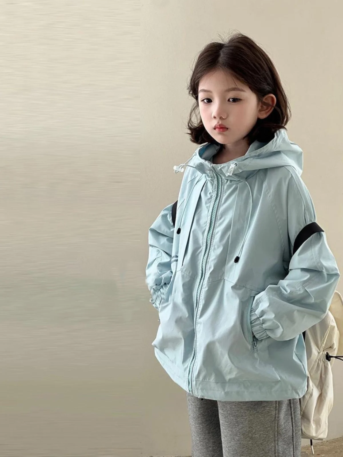 여아 캐주얼 후드 방풍 플리스 재킷 봄 가을 아우터 오픈 가디건 코트 아동 패션 폴리에스터 원단